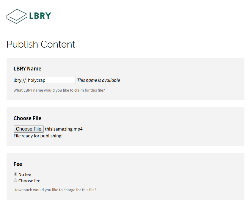 LBRY's content publishing tools